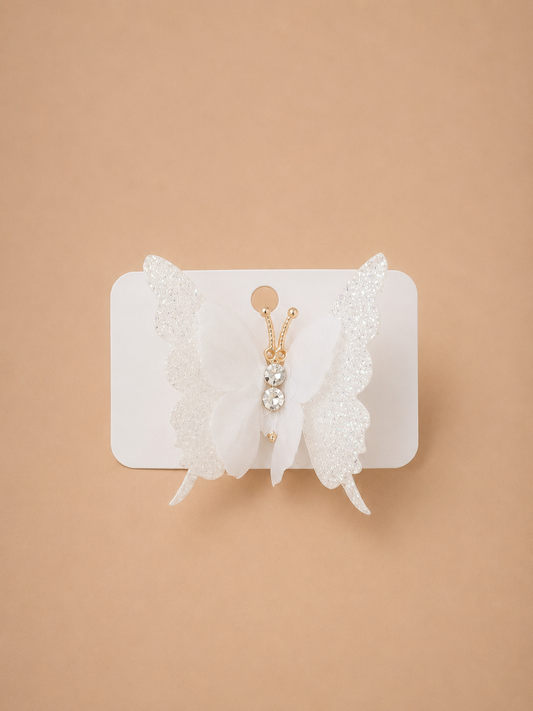 White Sparkling Butterfly Hair Clip 🦋🤍