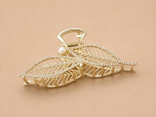 Elegant Gold Leaf Hair Claw Clip