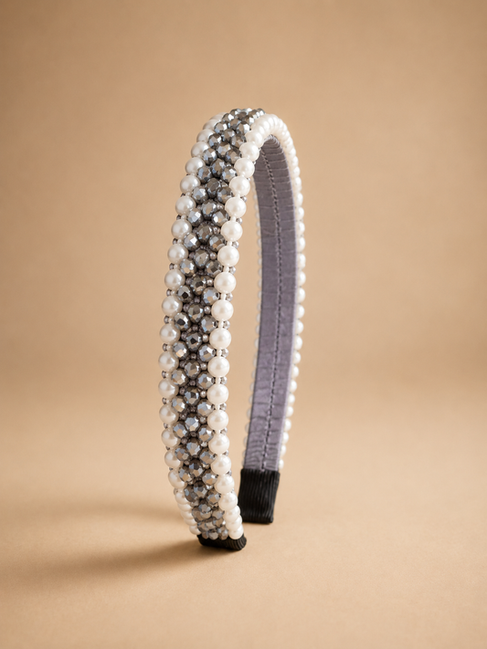 Elegant Pearl and Beaded Hair Headband