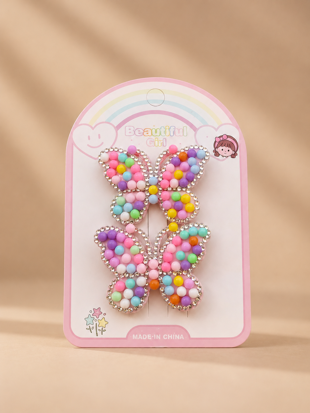 Girls' Butterfly Hair Clips with Beaded Details